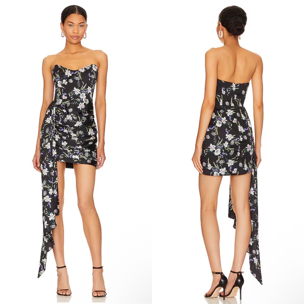NEW NWT Katie May Chasing Dawn Strapless Dress In Midnight Floral Print